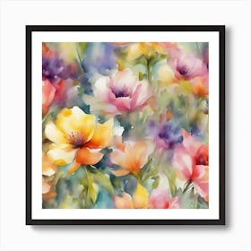 Watercolor Flowers 1 Art Print