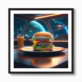 Burger In Space 30 Art Print