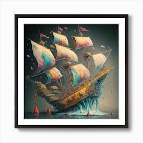 Ship with a splash of colour 7 Art Print