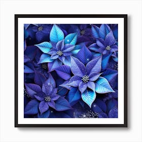 Blue Poinsettia Art Print