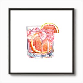 Pink Grapefruit Cocktail Art Print