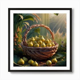 Pears In A Basket Art Print