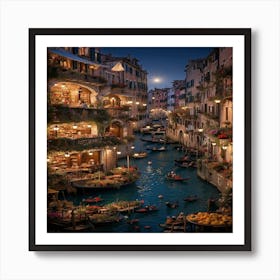 Venice At Night 1 Art Print