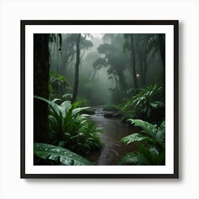 Forest Stream In The Rain Forest Art Print