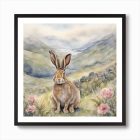 Hare Sits Amongst the Alpines in Scotland Art Print