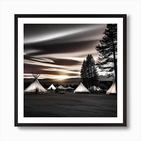 Teepees At Sunset 7 Art Print