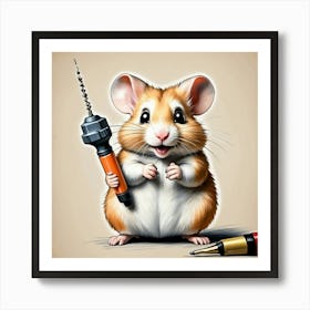 Hamster With A Screwdriver Art Print