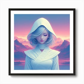 Girl With Blue Hair Art Print