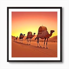 Camels In The Desert 27 Art Print