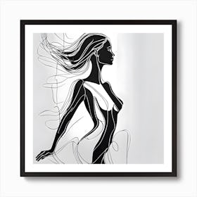 Woman With Long Hair Art Print