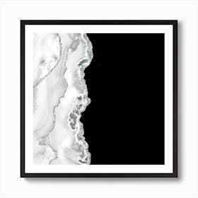 White & Silver Agate Texture 04 Art Print