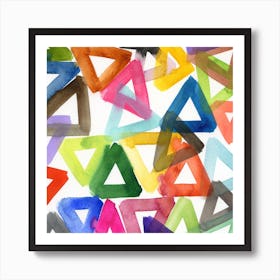 Watercolor Triangles in Rainbow Art Print