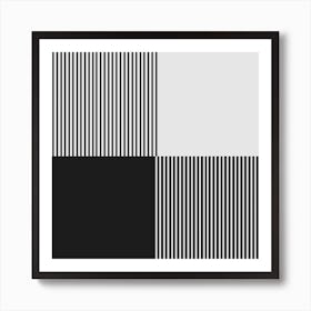 Abstract Minimalist Black And White Stripes Art Print