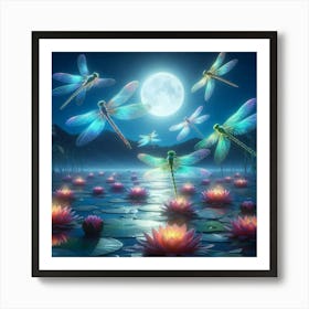 Dragonflies In The Water 1 Art Print