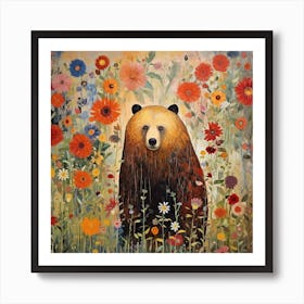 Bear and flowers 1 Art Print