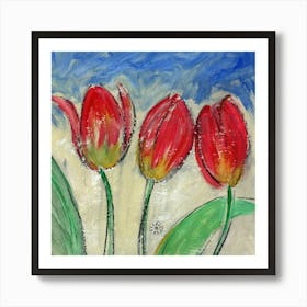 Three Red Tulips 1 Art Print