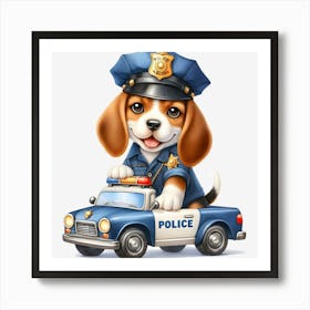 Beagle Police Officer Art Print