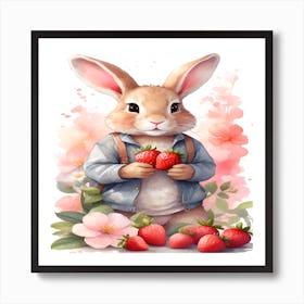 Bunny With Strawberries Art Print