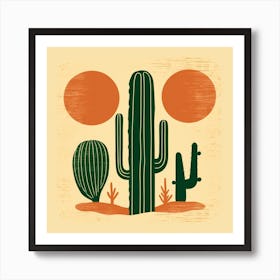 Rizwanakhan Simple Abstract Cactus Non Uniform Shapes Petrol 83 Art Print