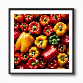 Colorful Peppers On Black Background 8 Art Print