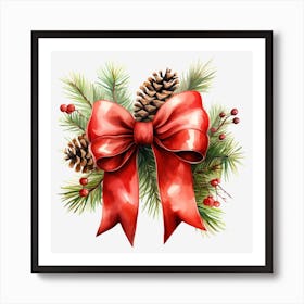 Christmas Tree With Bow Art Print