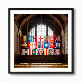 A Collection Of Intricately Designed Global Country Flags Aligned Neatly In A Grid With Each Flag (4) Art Print