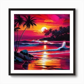 Sunset At The Beach 238 Art Print