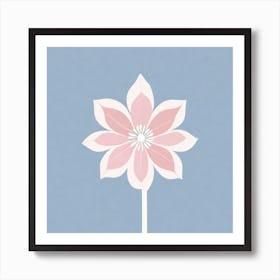 A White And Pink Flower In Minimalist Style Square Composition 417 Art Print