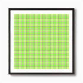 Green Gingham Fabric Art Print