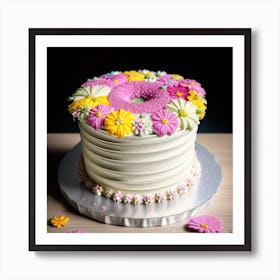 Donut Cake With Flowers Art Print