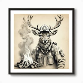 Deer With Horns Art Print