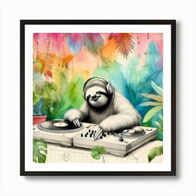 A Sloth Dj 5 Art Print