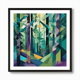 Mysterious Forest Fragmented Cubism Style Art Print