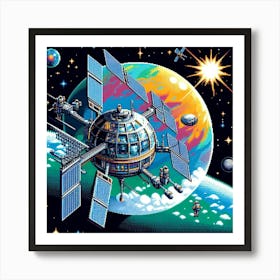 8-bit space station 3 Art Print