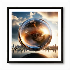 Glass Globe With City Skyline Art Print