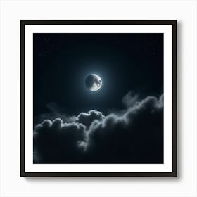 Dark Clouds and Moons  Art Print