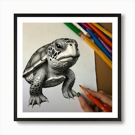 Turtle Drawing 8 Art Print