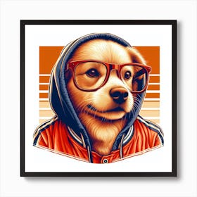 Dog With Glasses 3 Art Print