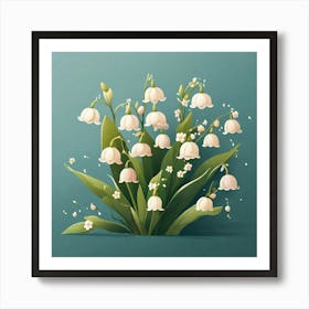 Flowers of Lilies of the valley, Vector art 1 Art Print