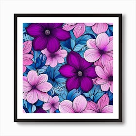 Pink And Purple Flowers Art Print