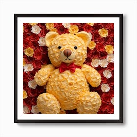 Teddy Bear With Roses 3 Art Print