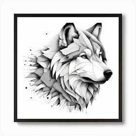 Wolf - Abstract Line Art Illustration 231 Art Print