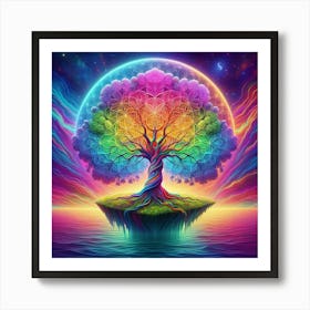 Tree of life with rainbow Art Print