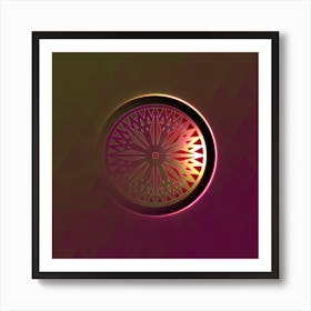 Geometric Neon Glyph on Jewel Tone Triangle Pattern 059 Art Print