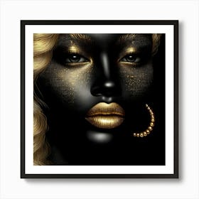Black Woman With Gold Makeup 5 Art Print