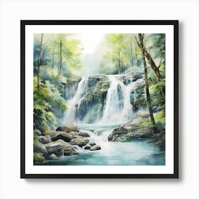 AI Tranquil Cascade  Art Print