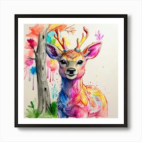 Deer Watercolor Painting 5 Art Print