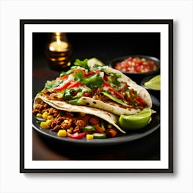 Mock Up Spicy Savory Tortilla Salsa Guacamole Cilantro Lime Beans Cheese Fillings Sauces (3) Art Print