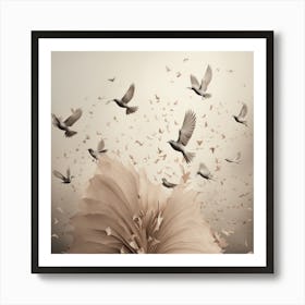 Birds Flying Over A Book art print Art Print