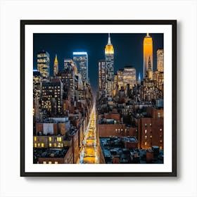 New York City At Night 1 Art Print